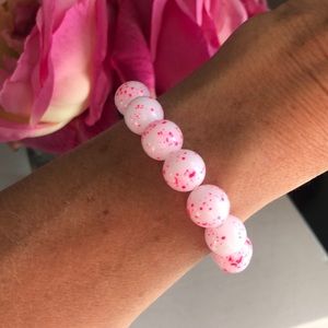 Pink and White “Paint Splash” Bracelet